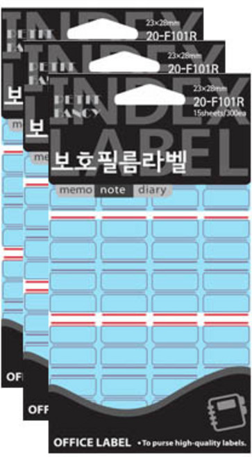 쁘띠팬시 보호필름 라벨 견출지 F101, 적색, 300개입, 3개