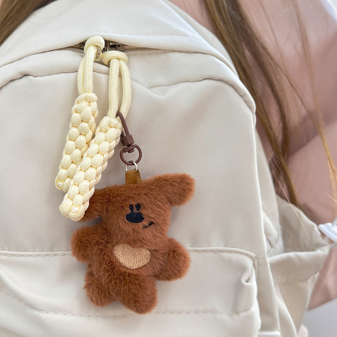 다다랜드 포근한 하트멍이 인형 키링, 7.7cm, 브라운, 1개