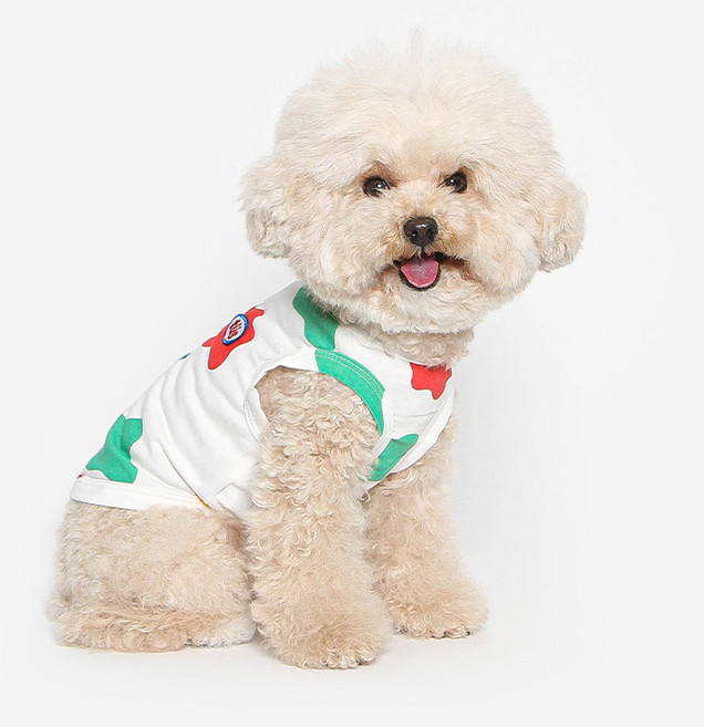 투스투스 밀크 강아지 민소매 실내복, 멀티, 1개