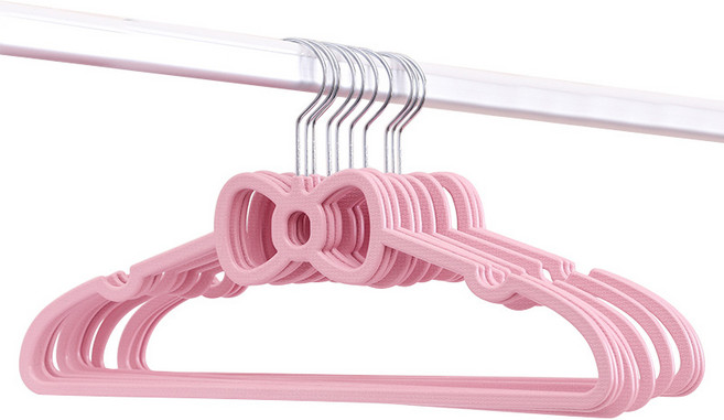 머니풀 리본 포인트 미끄럼방지 옷걸이 10p 세트, 핑크, 1세트