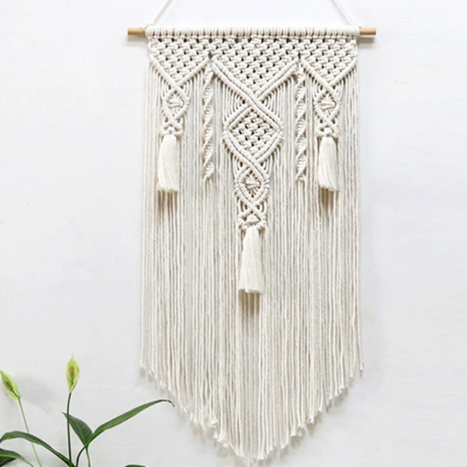 더플로우커머스 심플 모던 마크라메 벽장식 월데코 태피스트리, 화이트