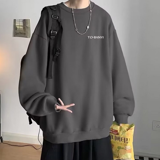 엘쏘 레터링 루즈핏 라운드 맨투맨 티셔츠