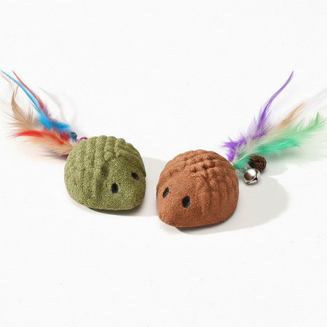 둥둥펫 고양이 장난감 캣닢 마따따비 쥐돌이 2종 세트, 그린, 브라운, 1세트