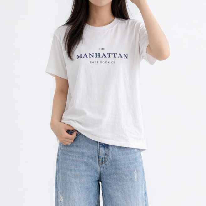 라라온 여성용 라운드넥 레터링 나염 스판 반팔티 26TSP3817