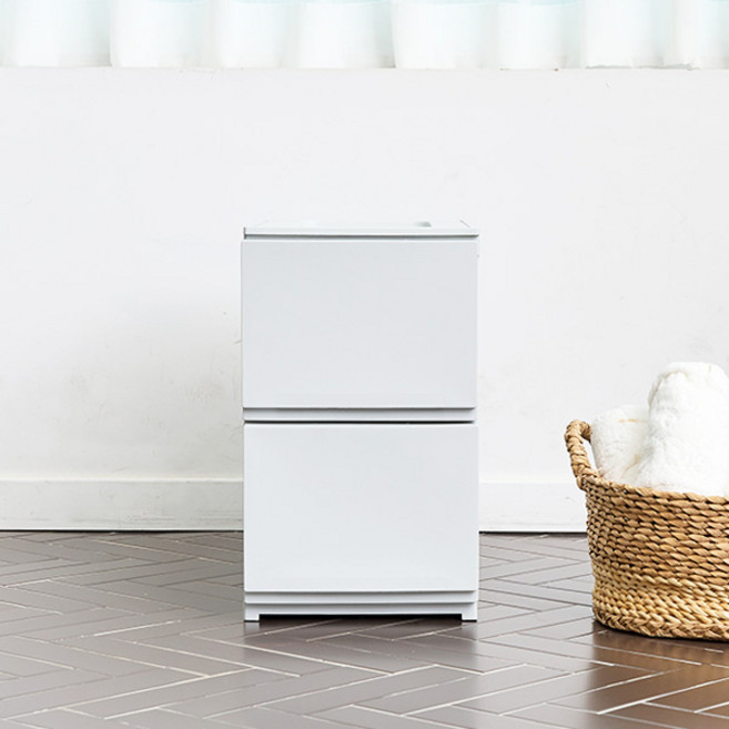 까사마루 트렌디 플렛 서랍장 슬림, 화이트그레이, 2단