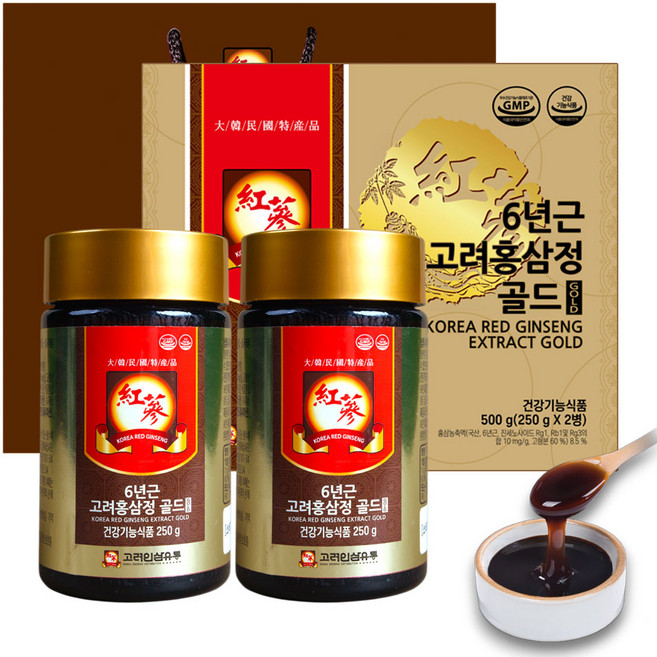 고려인삼유통 6년근 고려홍삼정 골드 + 쇼핑백, 250g, 2개