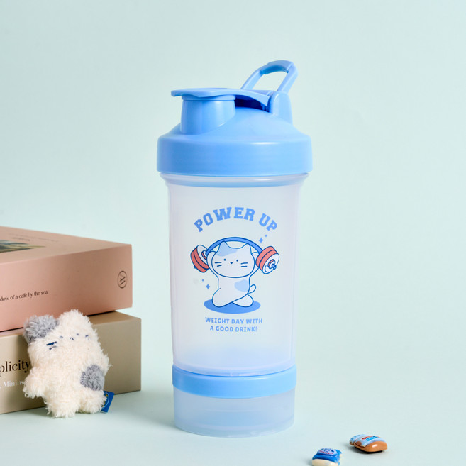 버터 밀크캣 파워업 쉐이커 보틀, 블루, 500ml, 1개