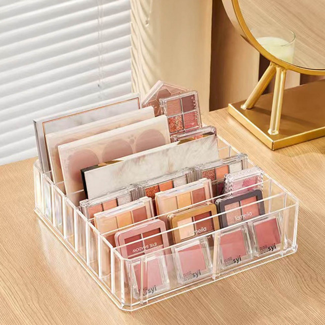 풀커버링 아크릴 8칸 립스틱 섀도우 팩트 정리 수납 데스크 케이블 케이스, 1개, 투명