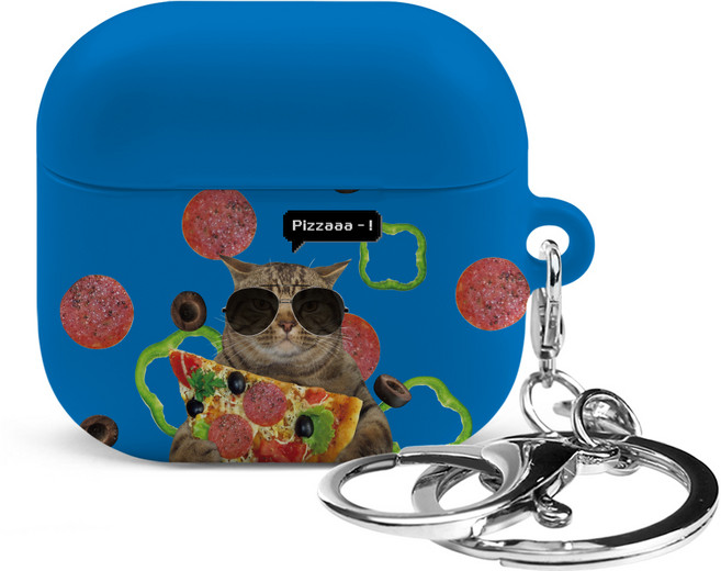아이무이 시즌2 에어팟4 키링 하드 케이스, 피자냥, 1개