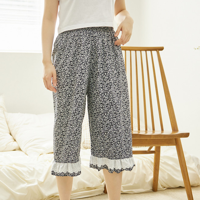TERAWOOD Claire Flower Asa系列女款碎花七分睡褲
