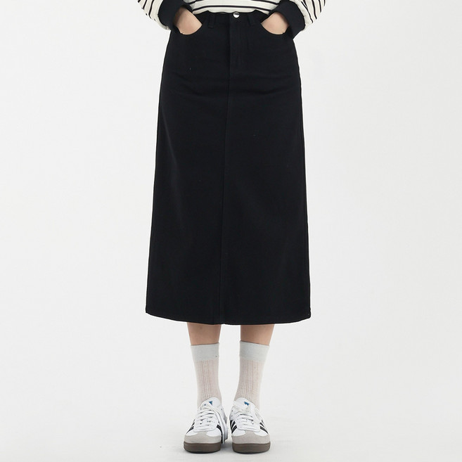 엘쏘 여성용 뒷트임 데님 미디 스커트