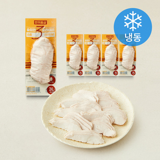 한끼통살 슬림 슬라이스 닭가슴살 스팀오리지널 (냉동), 100g, 5개, 1개입