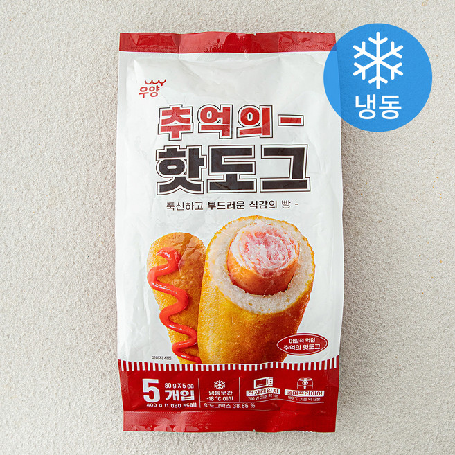 우양 추억의 핫도그 (냉동), 80g, 1개, 5개입