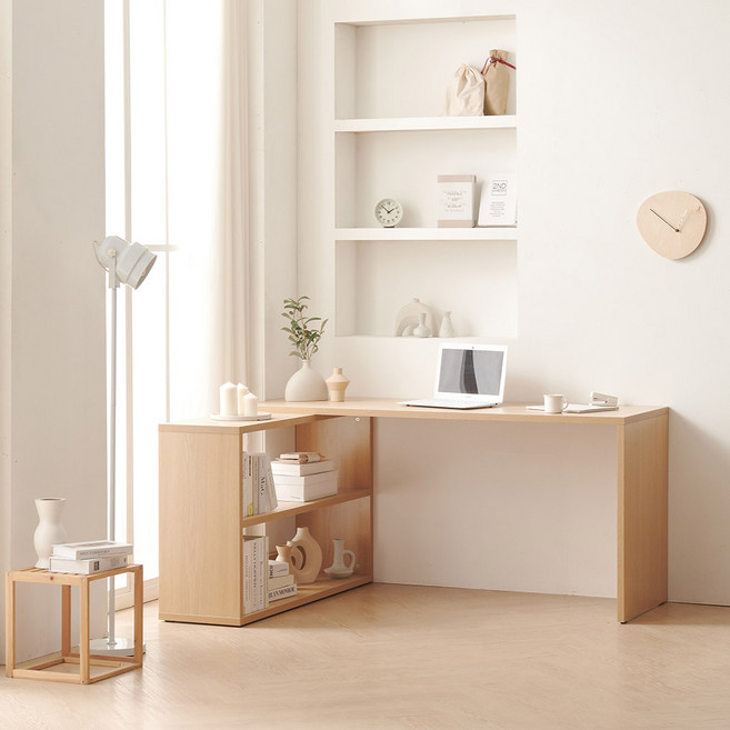 보니애가구 라미스 와이드 데스크 책상 방문설치, 네츄럴