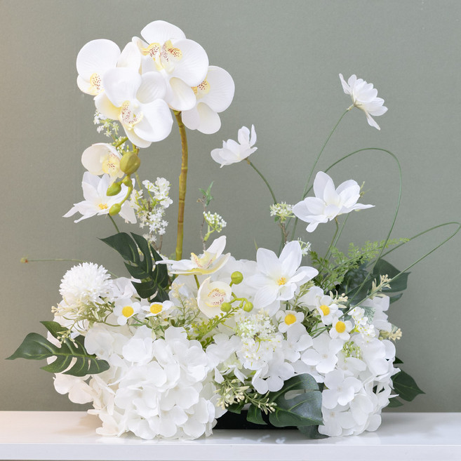 플라워트리 네이처 플라워 포토테이블 센터피스, 화이트크리스탈, 1개