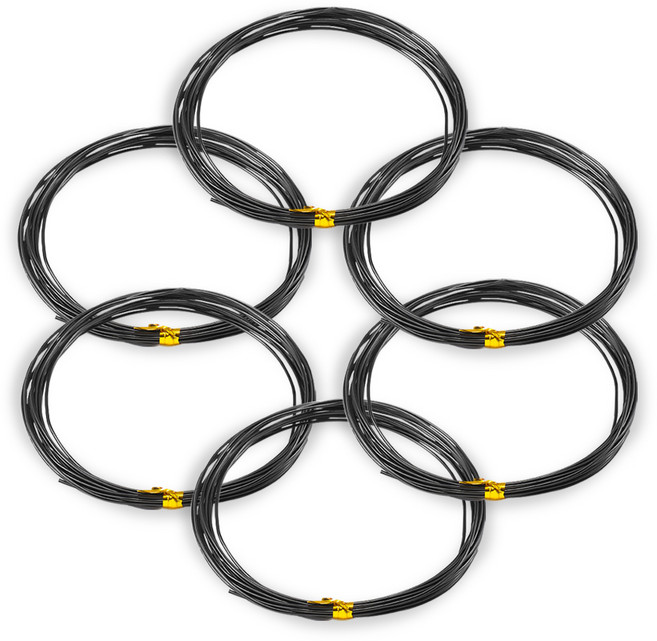 코히모 알루미늄 공예용 와이어 2mm x 5m 3W170, 6개, 블랙