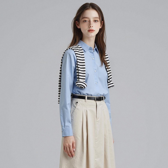 부루앤쥬디 여성용 G 에센셜 세미 크롭 면 셔츠 BOSCSHE01G