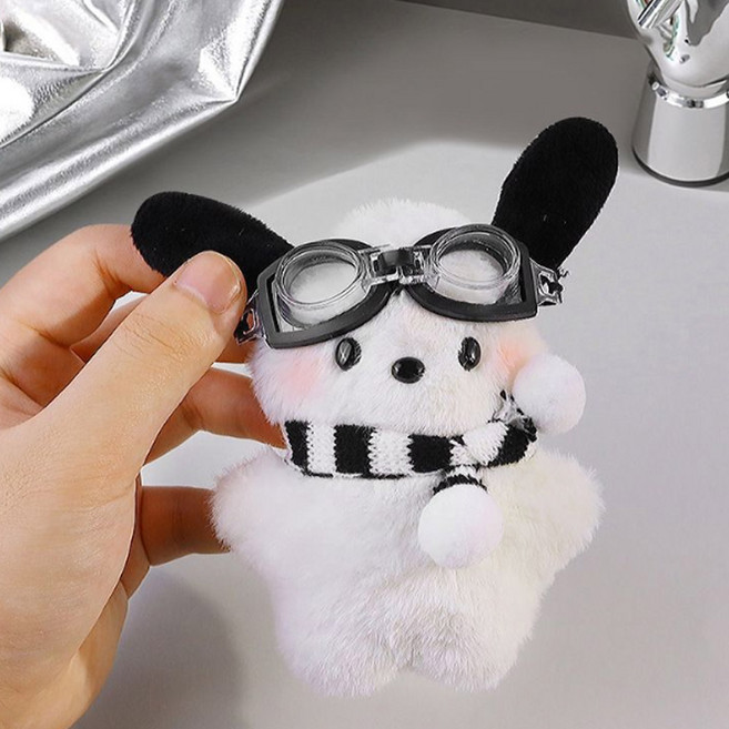 아이끌레 파일럿 강아지 봉제인형 키링, 12cm, 화이트, 1개