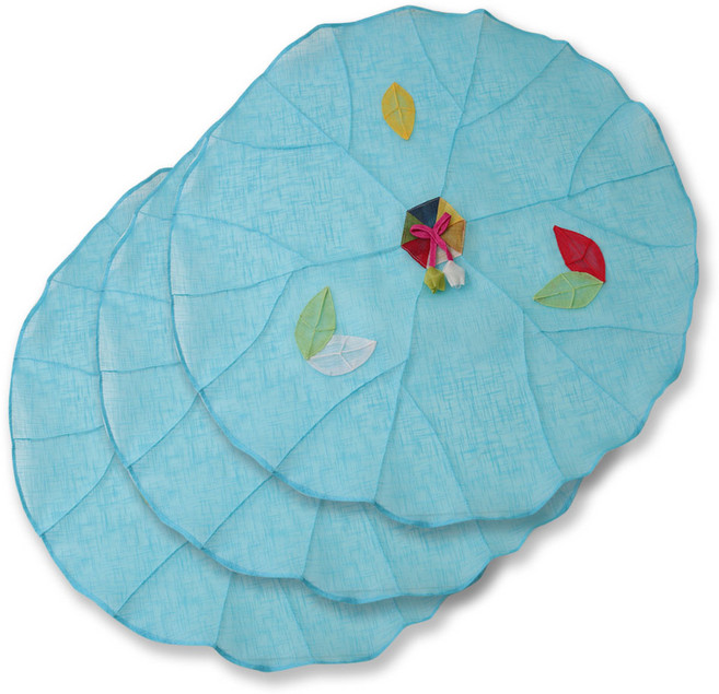 해피툴 나뭇잎 모시 조각 밥상보 블루, 3개