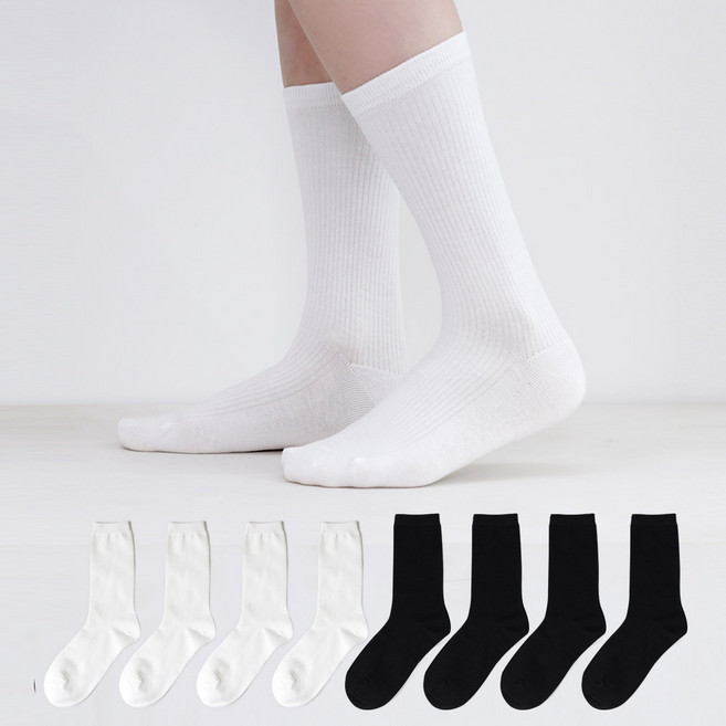 이지레그 여성용 시그니처 롱 골지 장목 양말 8켤레