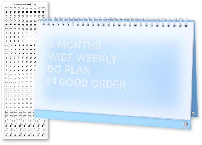 워너디스 DO 위클리 6개월 탁상 데스크 스터디 플래너 + 스티커 세트, 스카이블루, 1세트 - 쿠팡