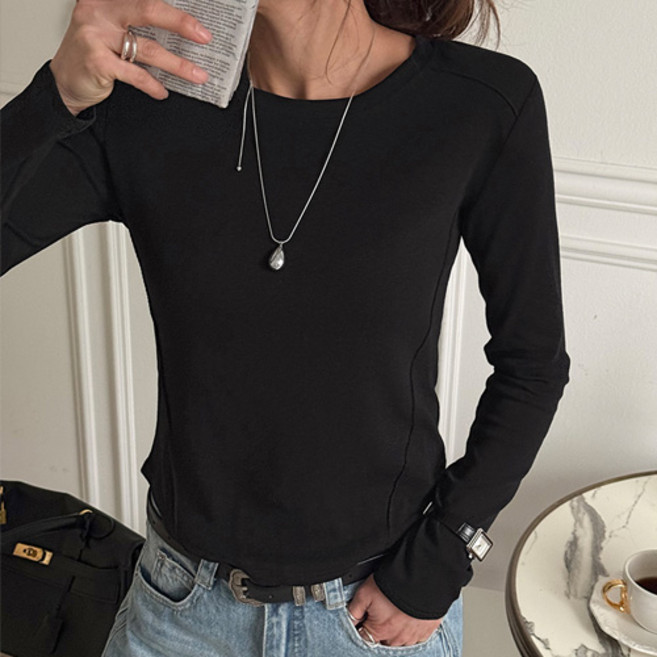 난닝구 여성용 테먼브 라인 긴팔 티셔츠