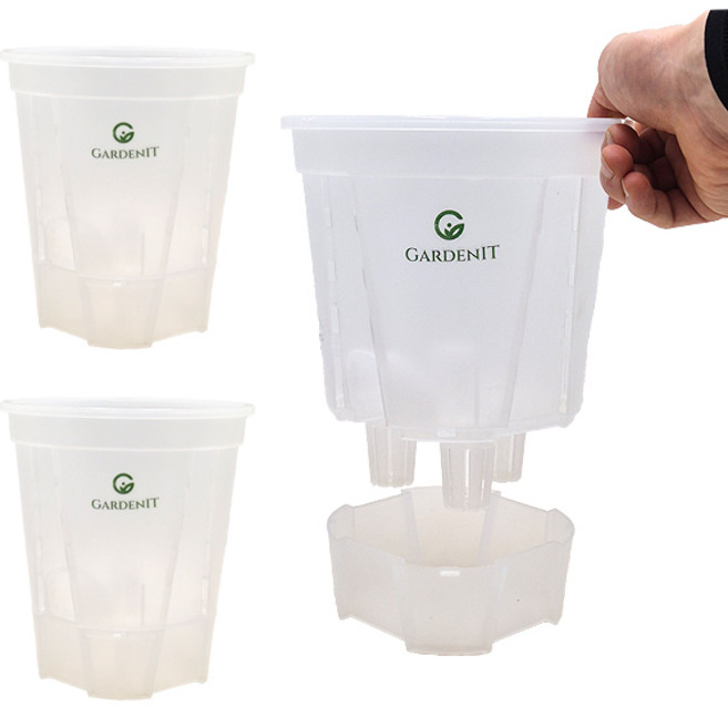 가든잇 슬릿 저면관수 화분 + 받침 세트, 반투명, 3세트