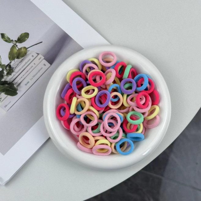 수스다 무매듭 고무줄 도넛링 컬러풀 머리끈 100p