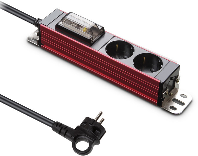 현대일렉트릭 서버탭 알루미늄 고용량 누전차단 멀티탭 2구, 5m, 리얼리티 레드, 1개