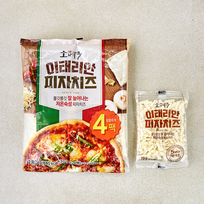 소와나무 쫄깃한 저온숙성 이태리안 피자치즈 멀티팩, 70g, 1개, 4개입