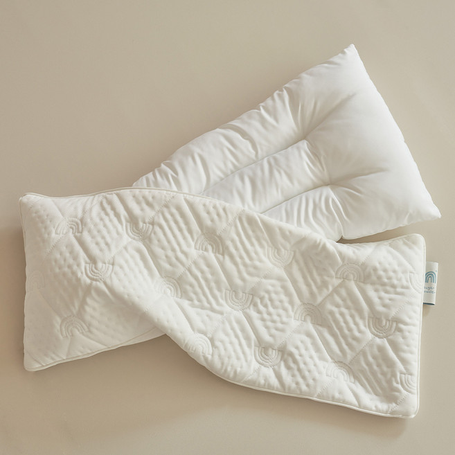 에시앙 유아용 슈가파우더 냉감 듀라론 쿨 베개 커버 + 속통 세트, 블랑 화이트