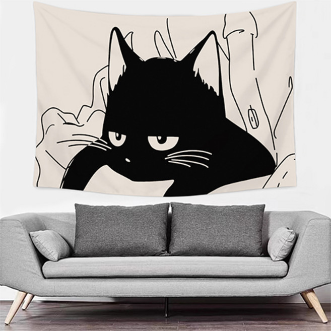 더플로우커머스 블랙캣 시리즈 인테리어 벽장식 태피스트리, A
