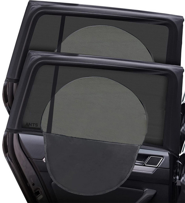 앤티스 쉴드 차량용 모기장 지퍼형 뒷자석 2p, 블랙
