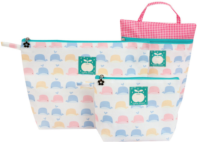 코니아일랜드 어린이집 방수 파우치 3종 세트, 심슨고래