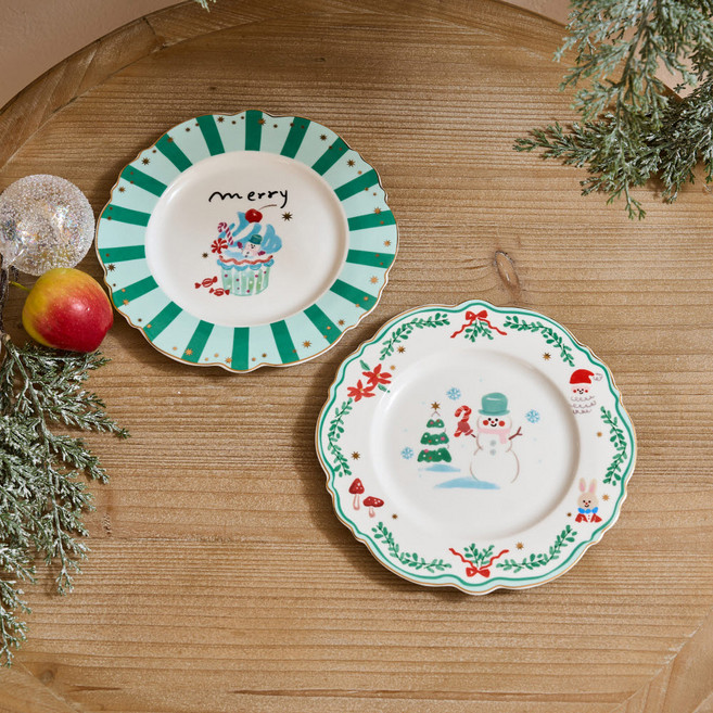 모던하우스 메리티파티 스칼럽 접시 2종 세트 D21, 1세트, 단품, 민트