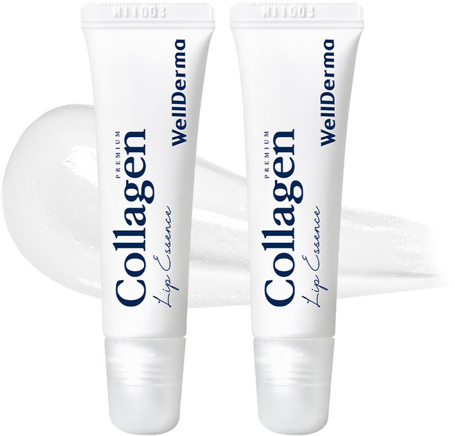 WellDerma 頂級膠原蛋白水潤護唇精華, 2個, 半透明/甜香, 11ml