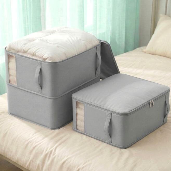 리빙스냅 이불 압축 파우치 특대형, 그레이, 2개