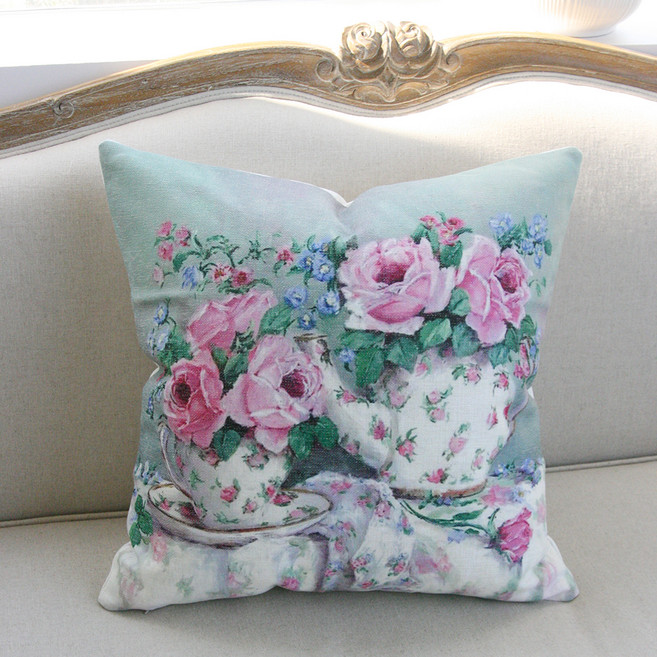 앤코튼 쉐비 로즈데이 인테리어 쿠션, 티팟