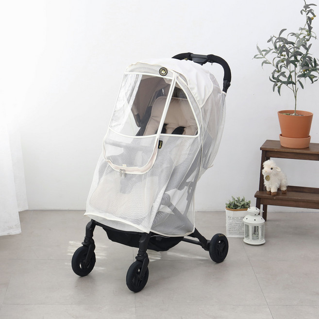 맘네스트 절충형 휴대용 유모차 벌레 차단 모기장 커버, 크림, 1개