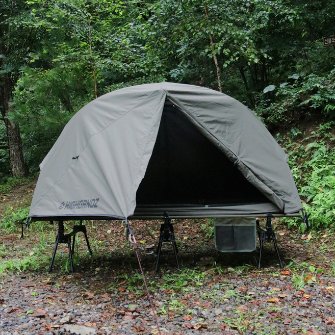 포에지담 하이그라운즈 캠핑 TC 면 릿지 코트 이너 텐트 + 플라이 세트, 카키, 1인용