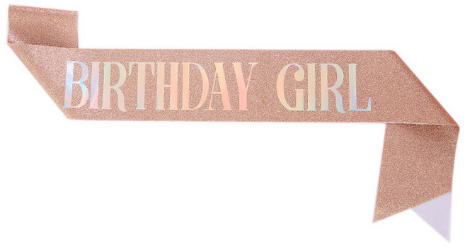 올리브파티 생일파티 글리터 어깨띠, 로즈골드걸, 1개
