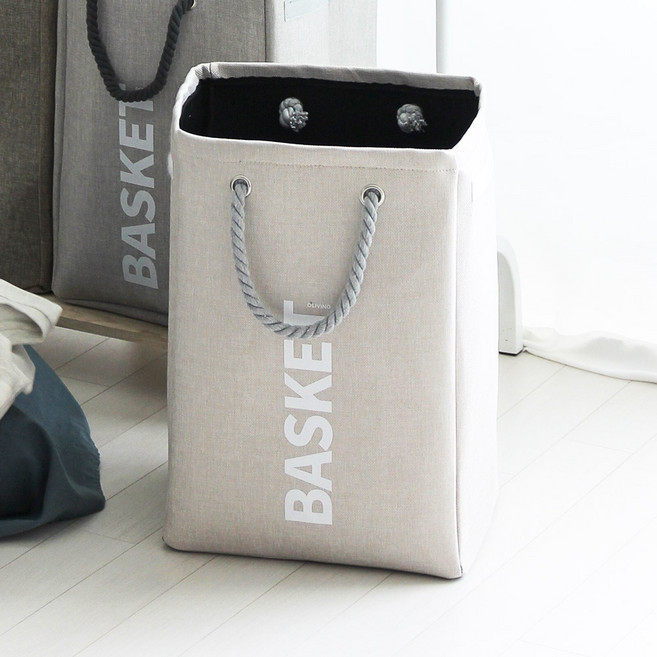 올리빙 대용량 패브릭 빨래바구니 50L, 화이트