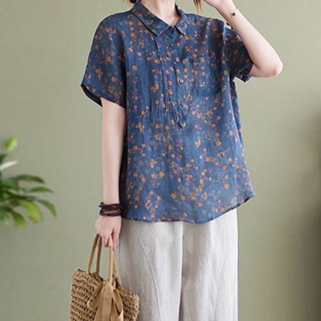 Awesomeful 女款Larepiri花朵刺繡半開襟領襯衫 A26SMBL040810