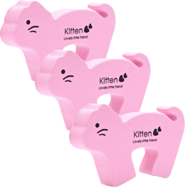 또사자 도어쿠션 두꺼운 고급형, 3개, 핑크 고양이