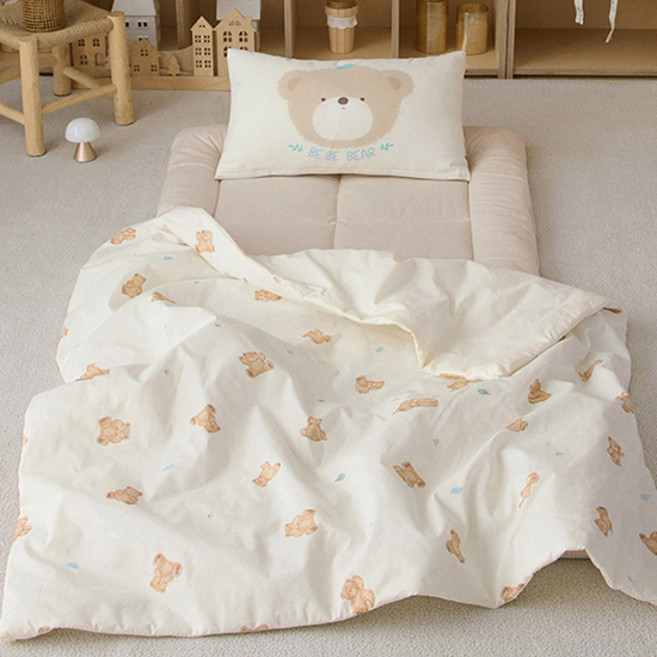 쉬즈홈 아동용 순면 낮잠 이불 형태베개 토퍼세트 분리형, 코코 베이지