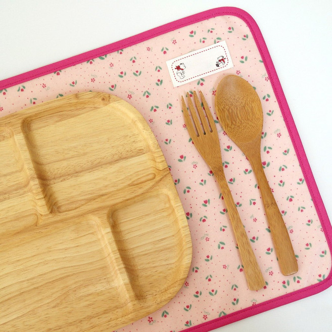 슈슈룸 방수 도시락 식판 매트, 핑크튜율립, 40 x 28cm, 2개