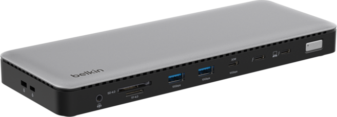 벨킨 connect USB-C 14 in 1 40Gbps 4K 60Hz 96W PD 2.5G 이더넷 썬더볼트4 독 INC030qcSGY, 1개, 실버 그레이
