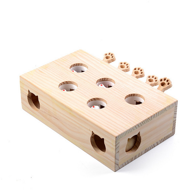 칠시 고양이 반응형 두더지 잡기 장난감, 토끼쥐 5구, 1개