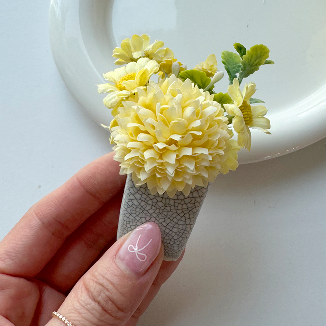 49데이즈 미니 도자기화분, 1개, 사각 옐로우