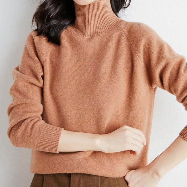 PEONIST 女款厚磅拉克蘭高領長袖針織衫